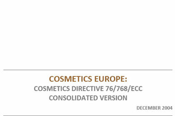 EU Cosmetics Directive - Consolidated version 2004