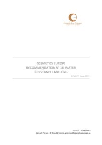 N° 16: Water Resistance Labelling. Revised 2023, replaces version 2005